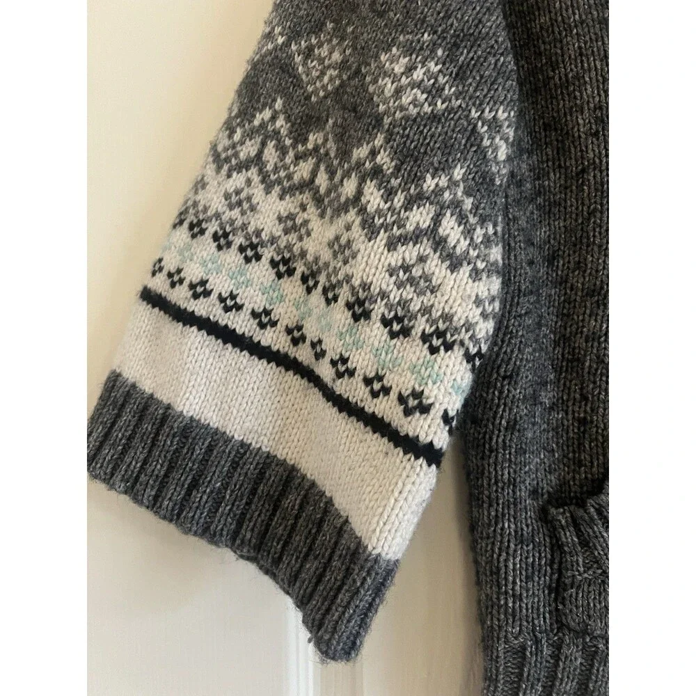 Old Navy Vintage Y2K Sweater Cardigan Sz S Fair Isle Nordic Kimono Sleeve Zip Up